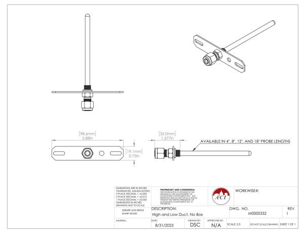 A/1K-3W-LT-DO-12 – Platinum RTD Duct No Box